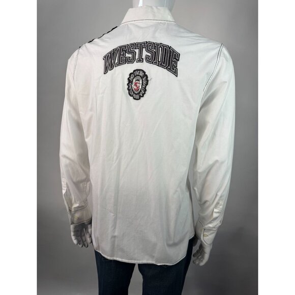 Zeuz Mens Button-Up Shirt With Eagle Graphic & FOR Text On Shoulder M 100% Cotto - Picture 9 of 16